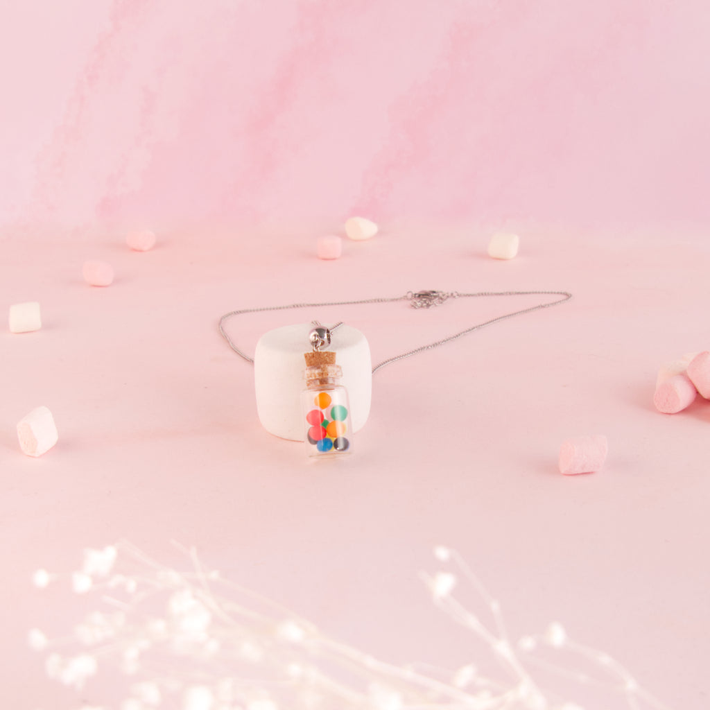 Collier Fiole en verre mini bonbon