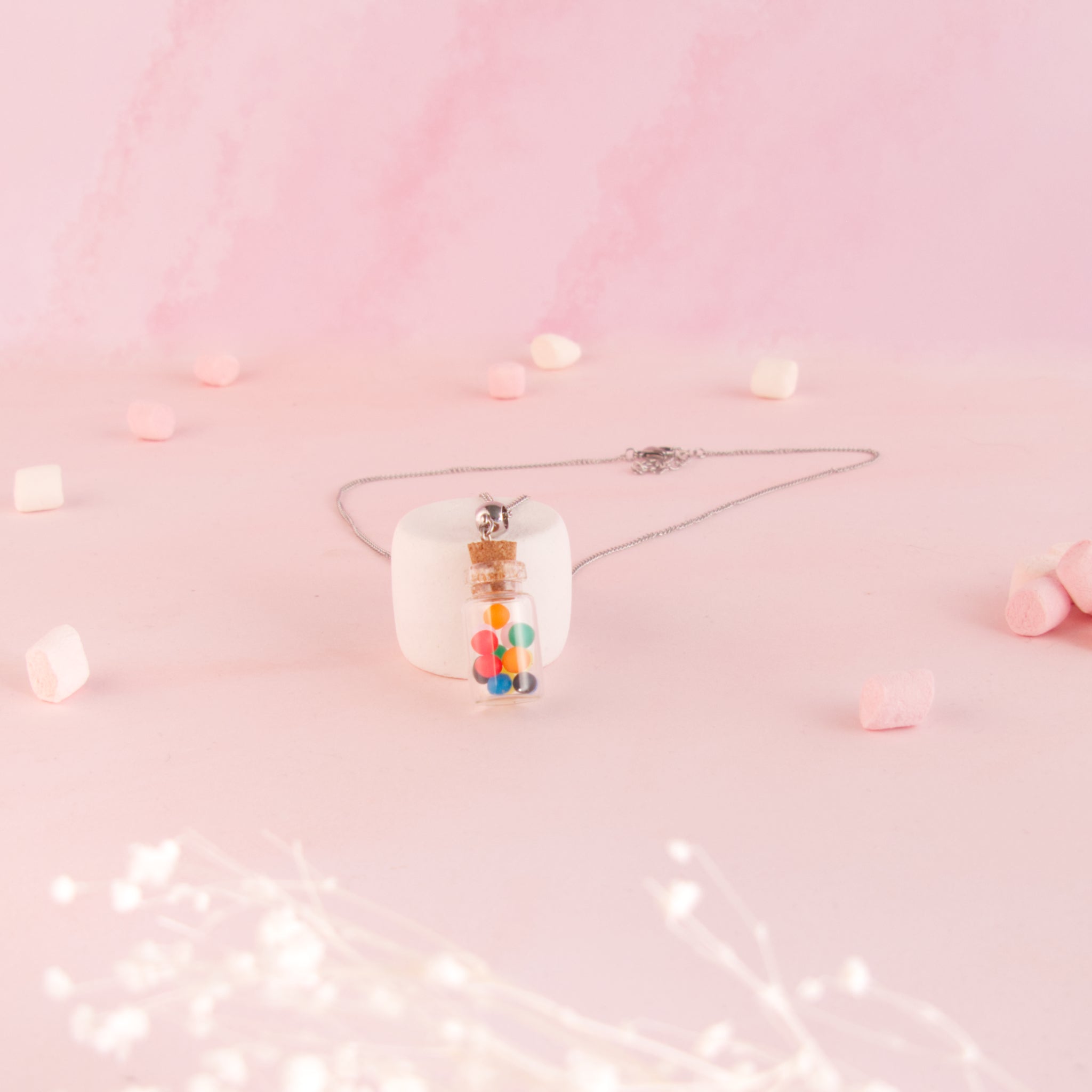 Collier Fiole en verre mini bonbon