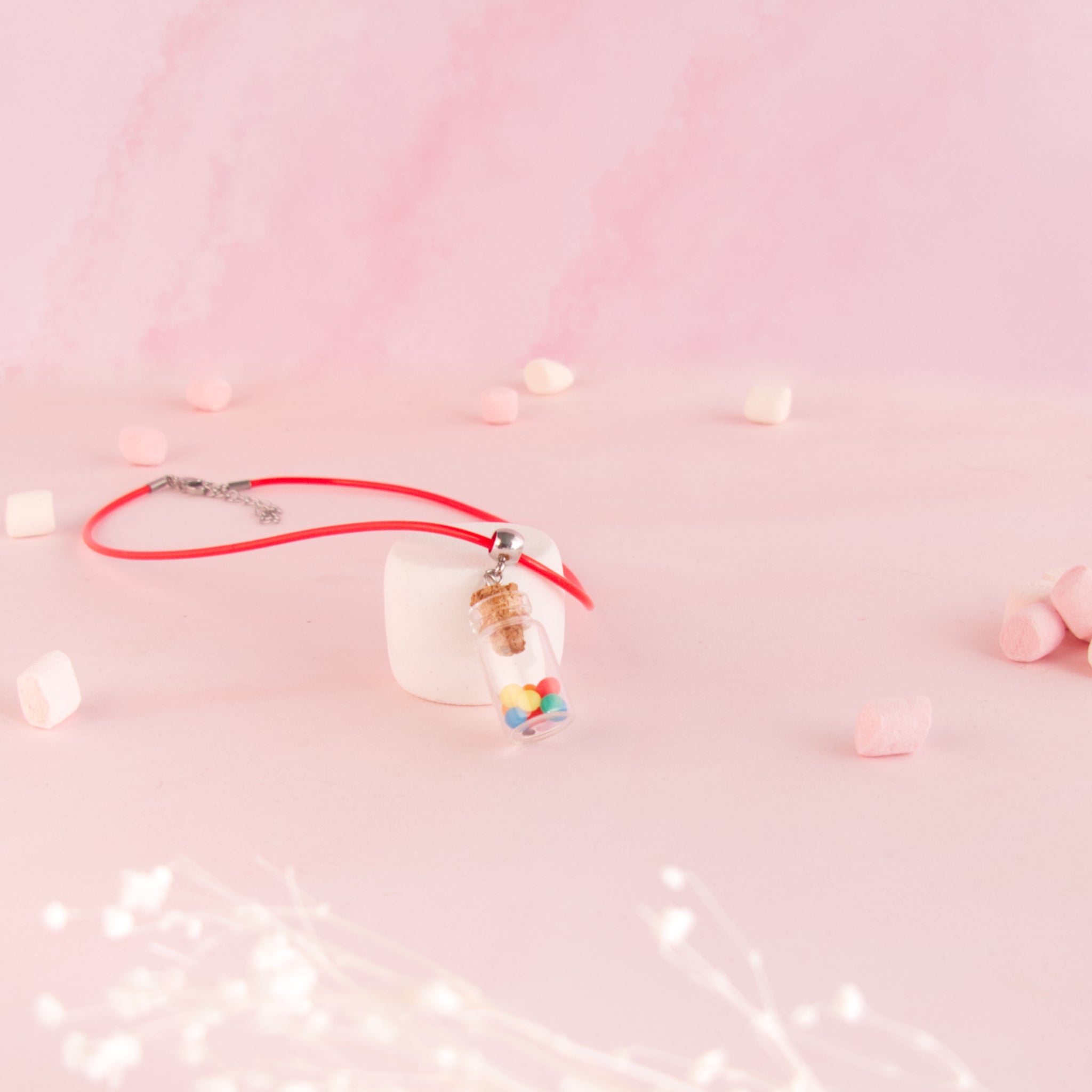 Collier Fiole en verre mini bonbon