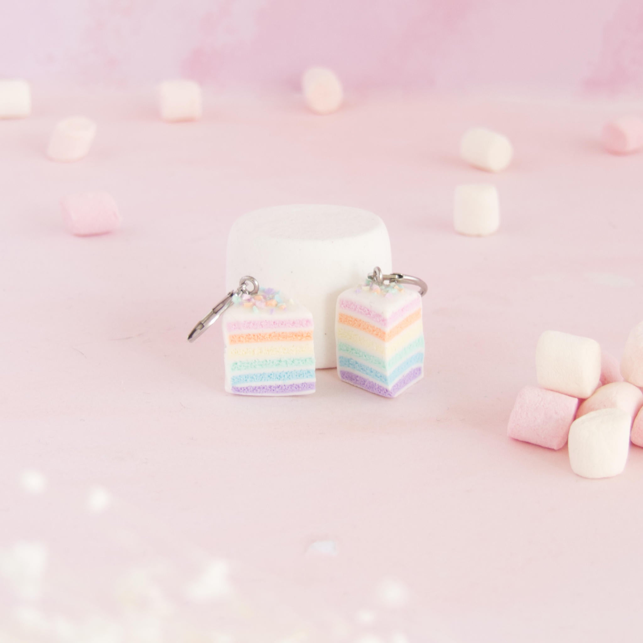 Boucles d'oreilles rainbow cake pastel