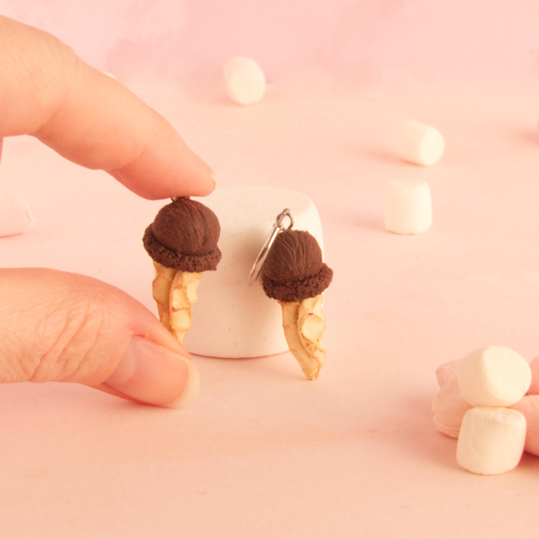 Boucles d'oreilles cornet de glace (pendantes)