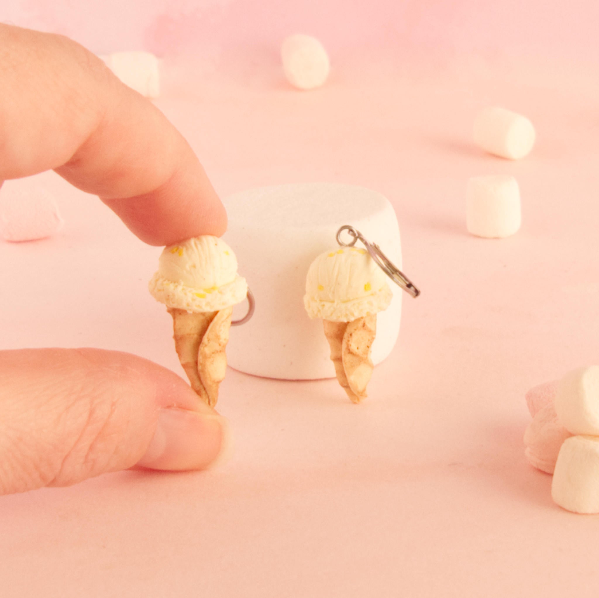 Boucles d'oreilles cornet de glace (pendantes)