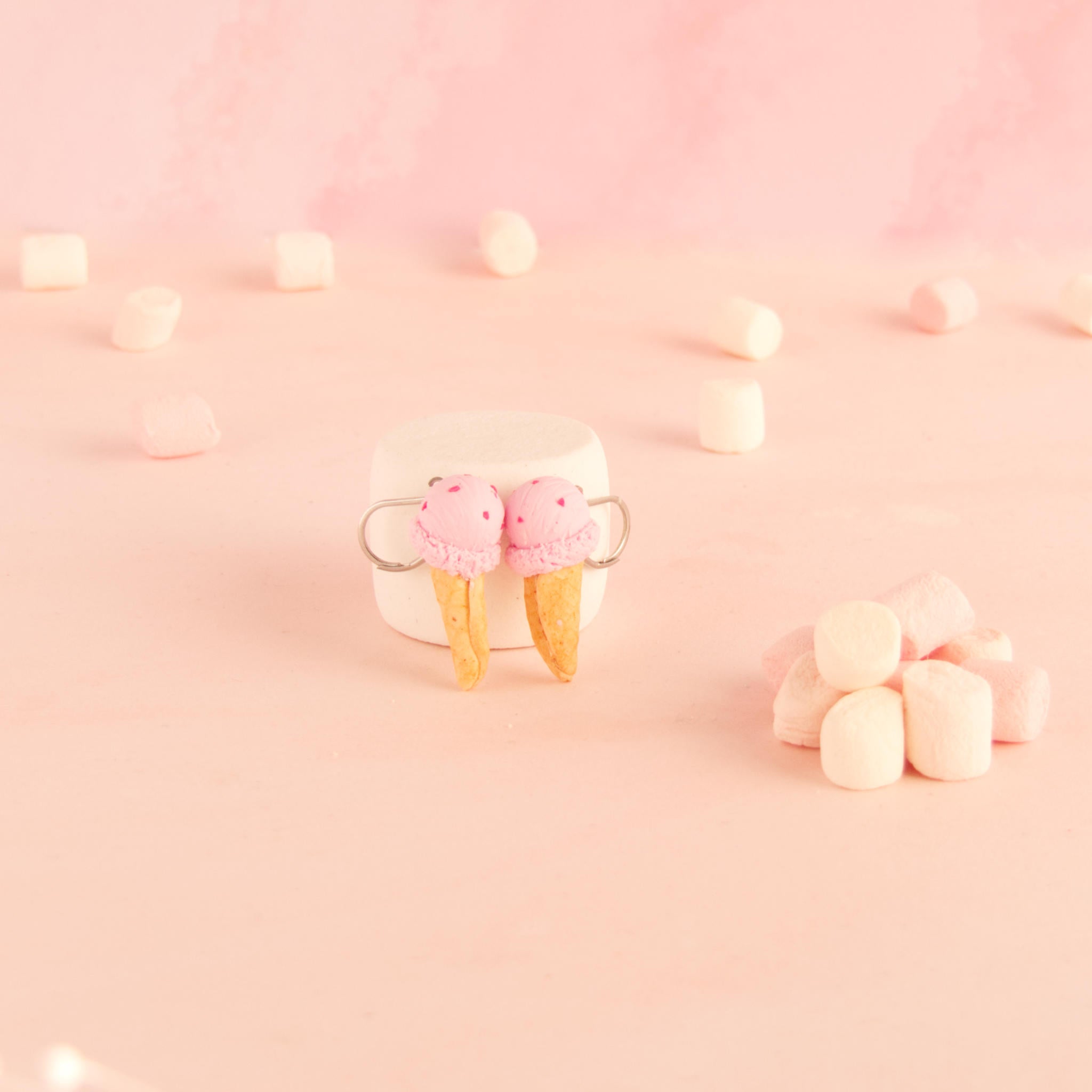 Boucles d'oreilles cornet de glace (pendantes)