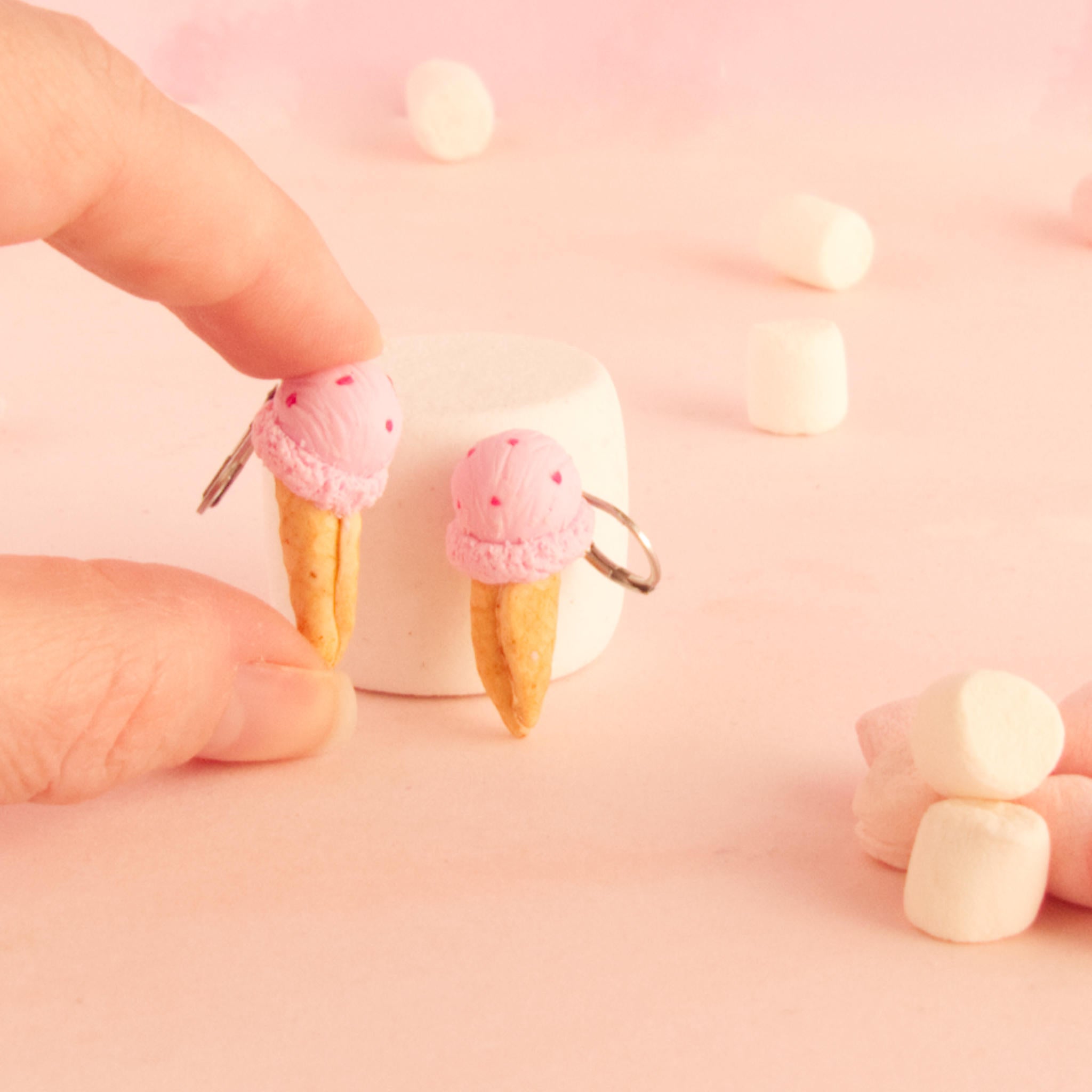 Boucles d'oreilles cornet de glace (pendantes)