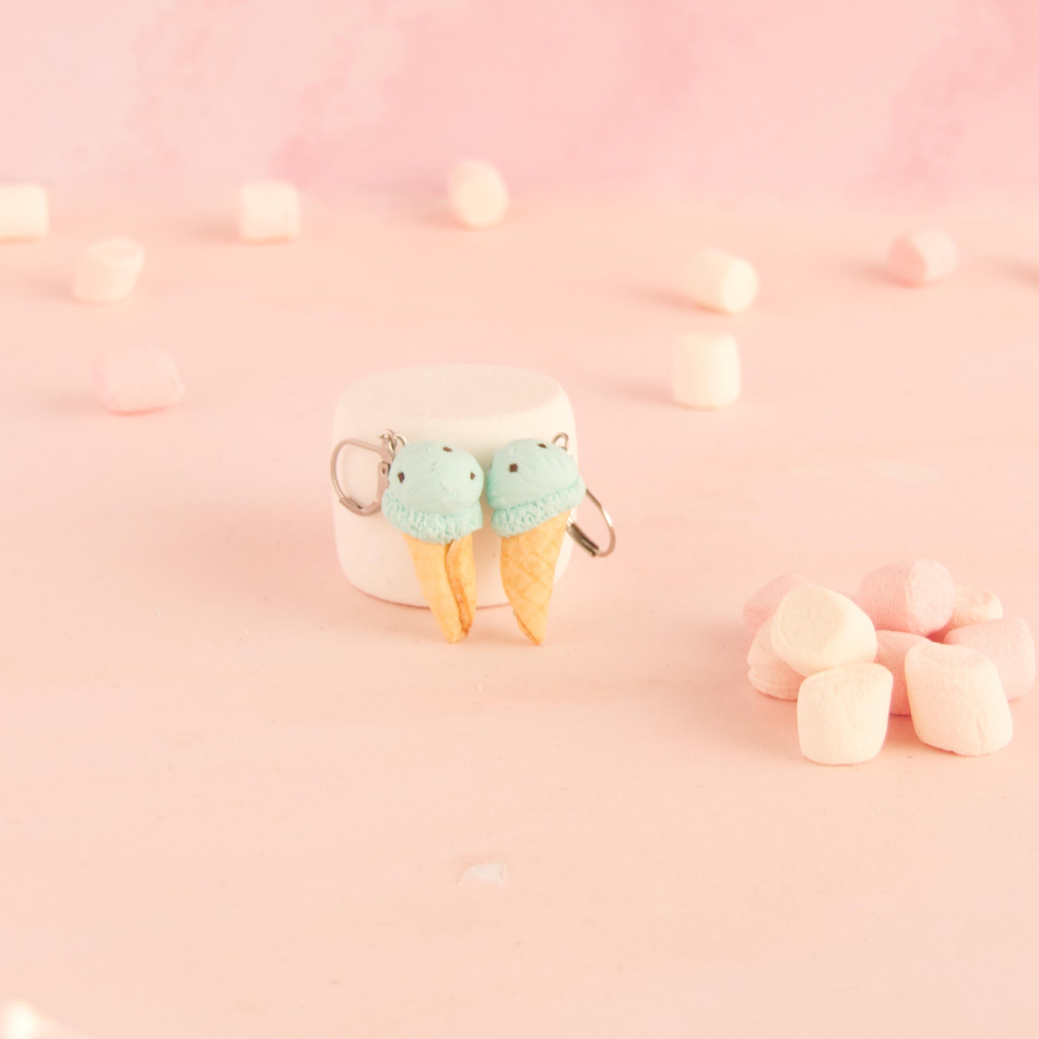 Boucles d'oreilles cornet de glace (pendantes)