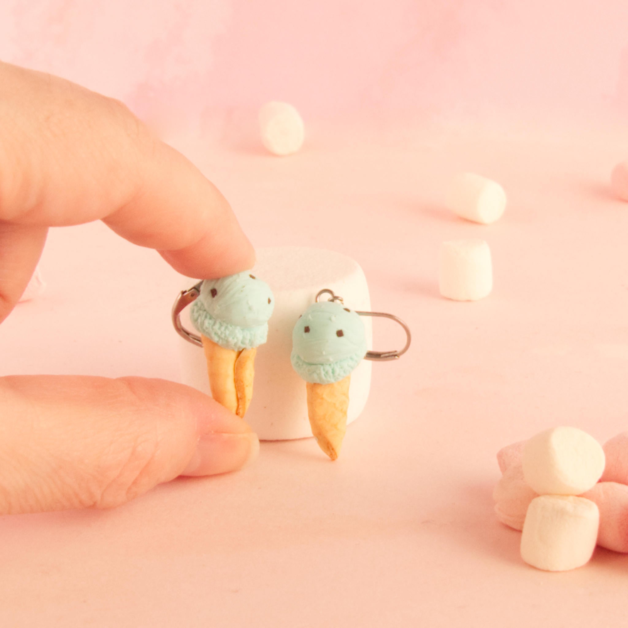 Boucles d'oreilles cornet de glace (pendantes)