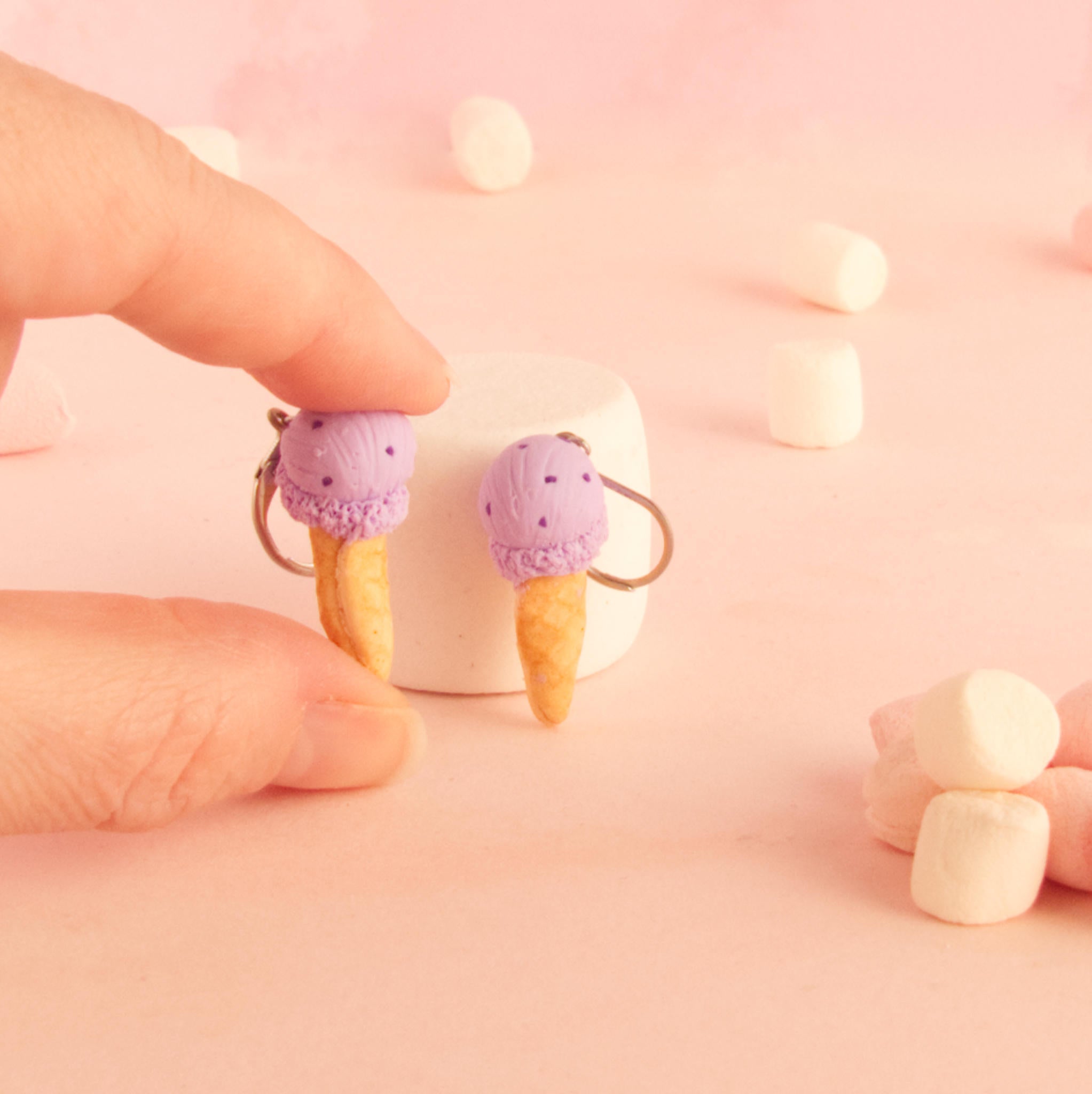 Boucles d'oreilles cornet de glace (pendantes)