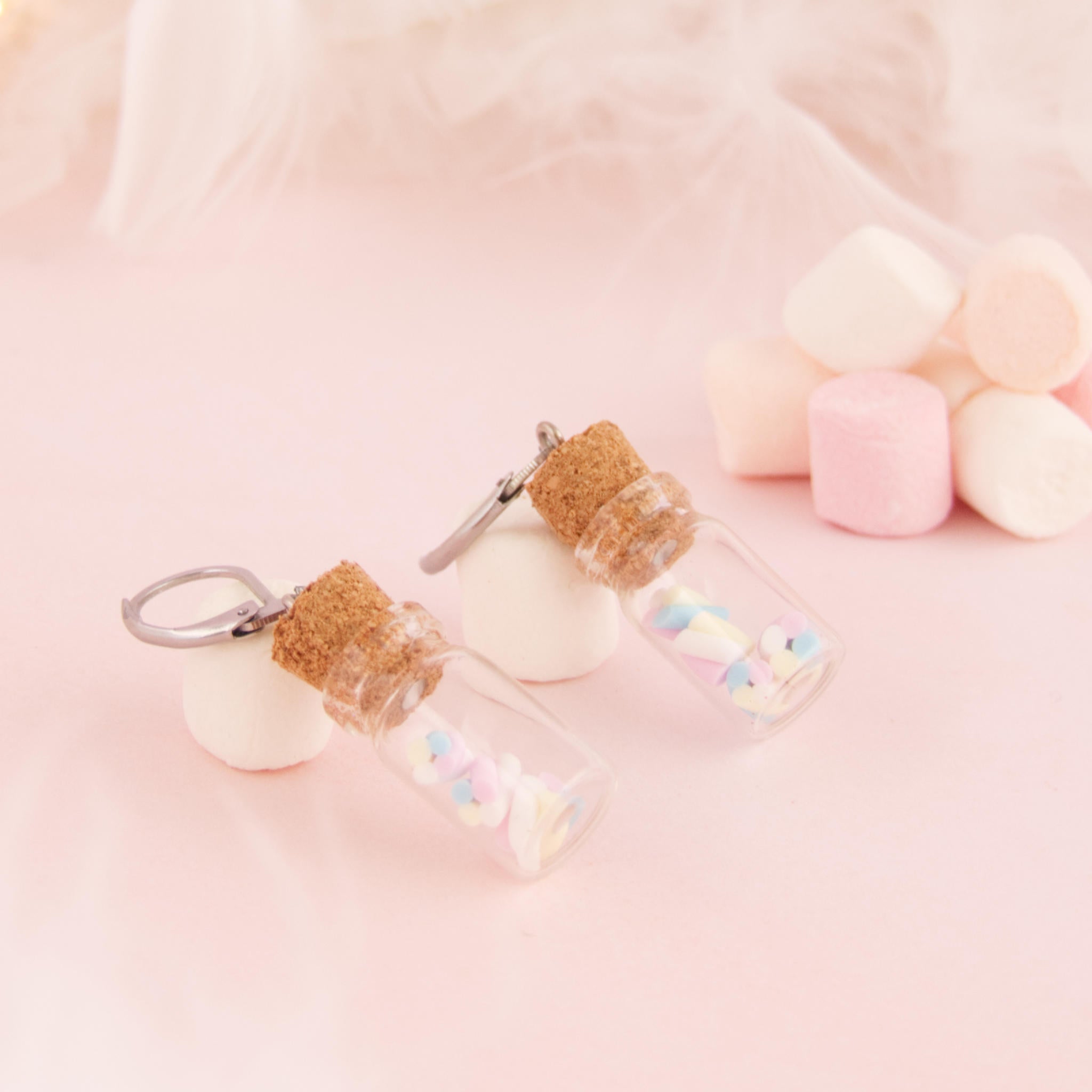 Boucles d'oreilles Fiole mini guimauve