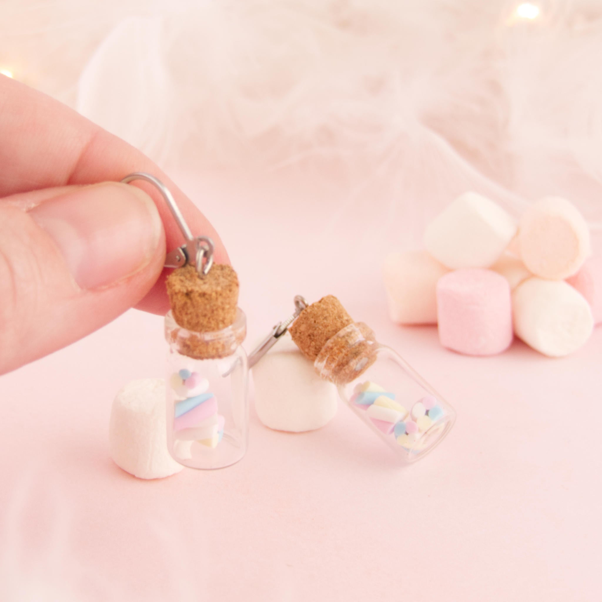 Boucles d'oreilles Fiole mini guimauve