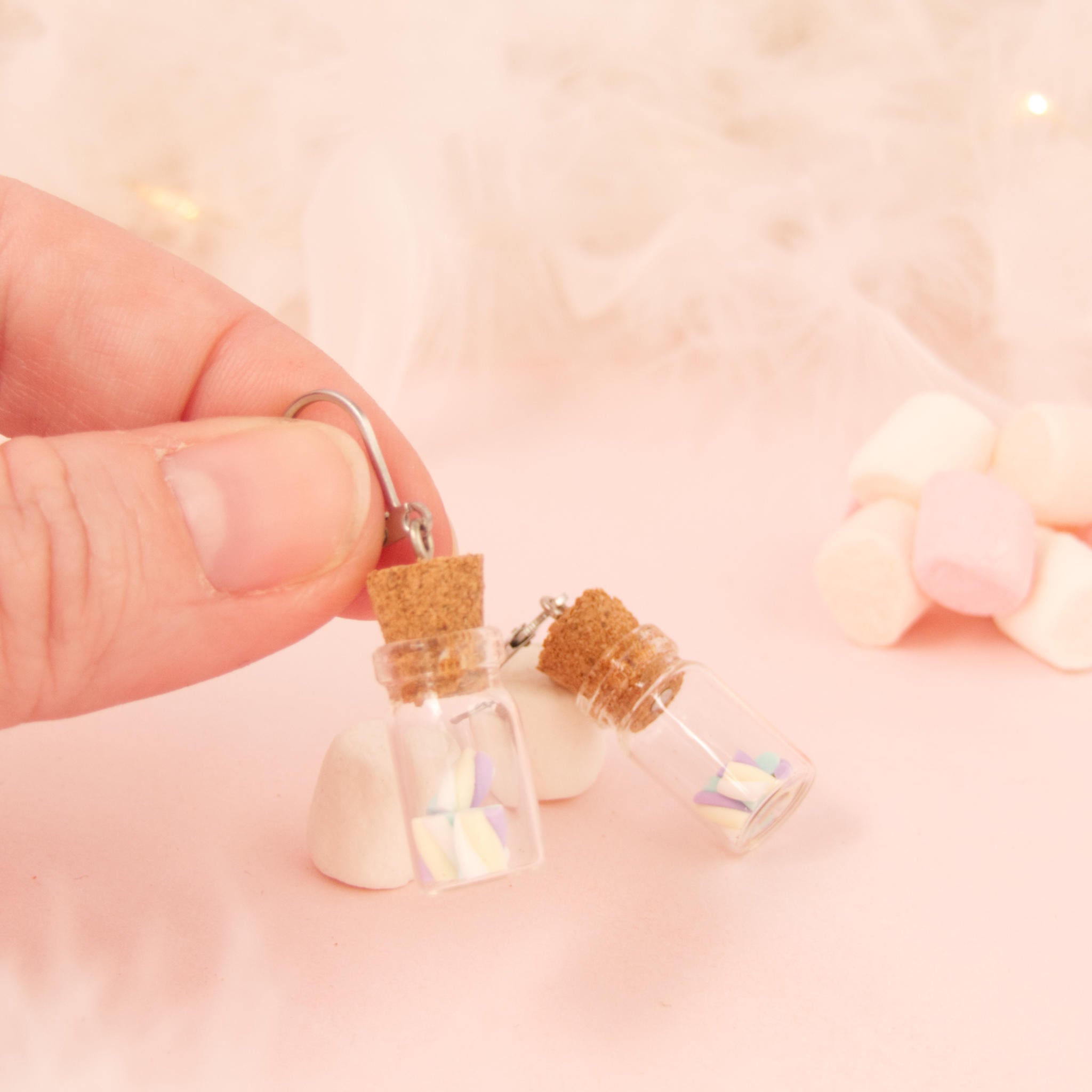 Boucles d'oreilles Fiole mini guimauve