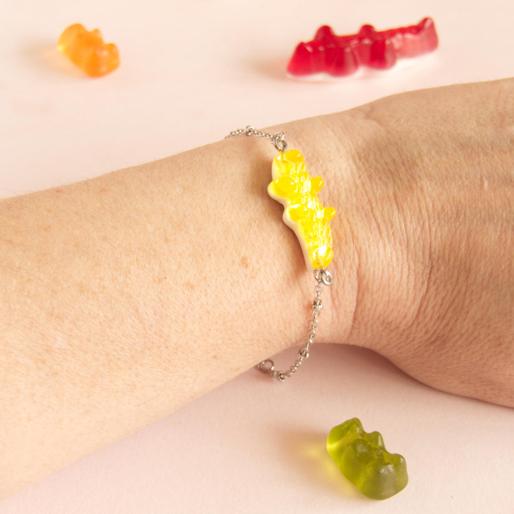 Bracelet bonbon crocodile avec chaîne acier inoxydable