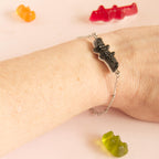 Bracelet bonbon crocodile avec chaîne acier inoxydable