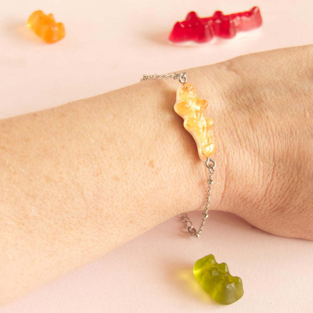 Bracelet bonbon crocodile avec chaîne acier inoxydable
