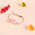 Bracelet bonbon crocodile avec chaîne acier inoxydable