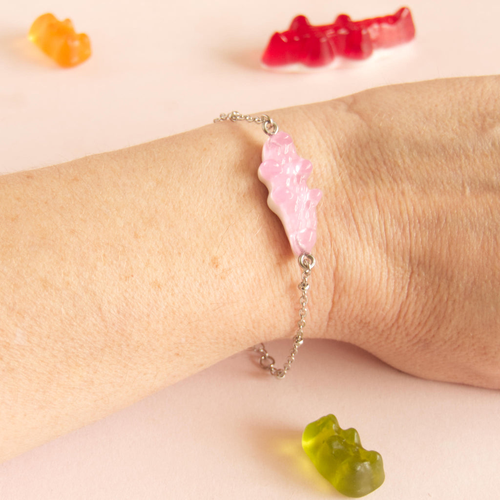 Bracelet bonbon crocodile avec chaîne acier inoxydable