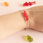 Bracelet bonbon crocodile avec chaîne acier inoxydable