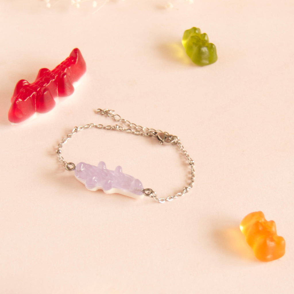 Bracelet bonbon crocodile avec chaîne acier inoxydable