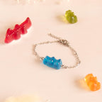 Bracelet bonbon nounours avec chaîne en acier inoxydable