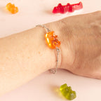 Bracelet bonbon nounours avec chaîne en acier inoxydable