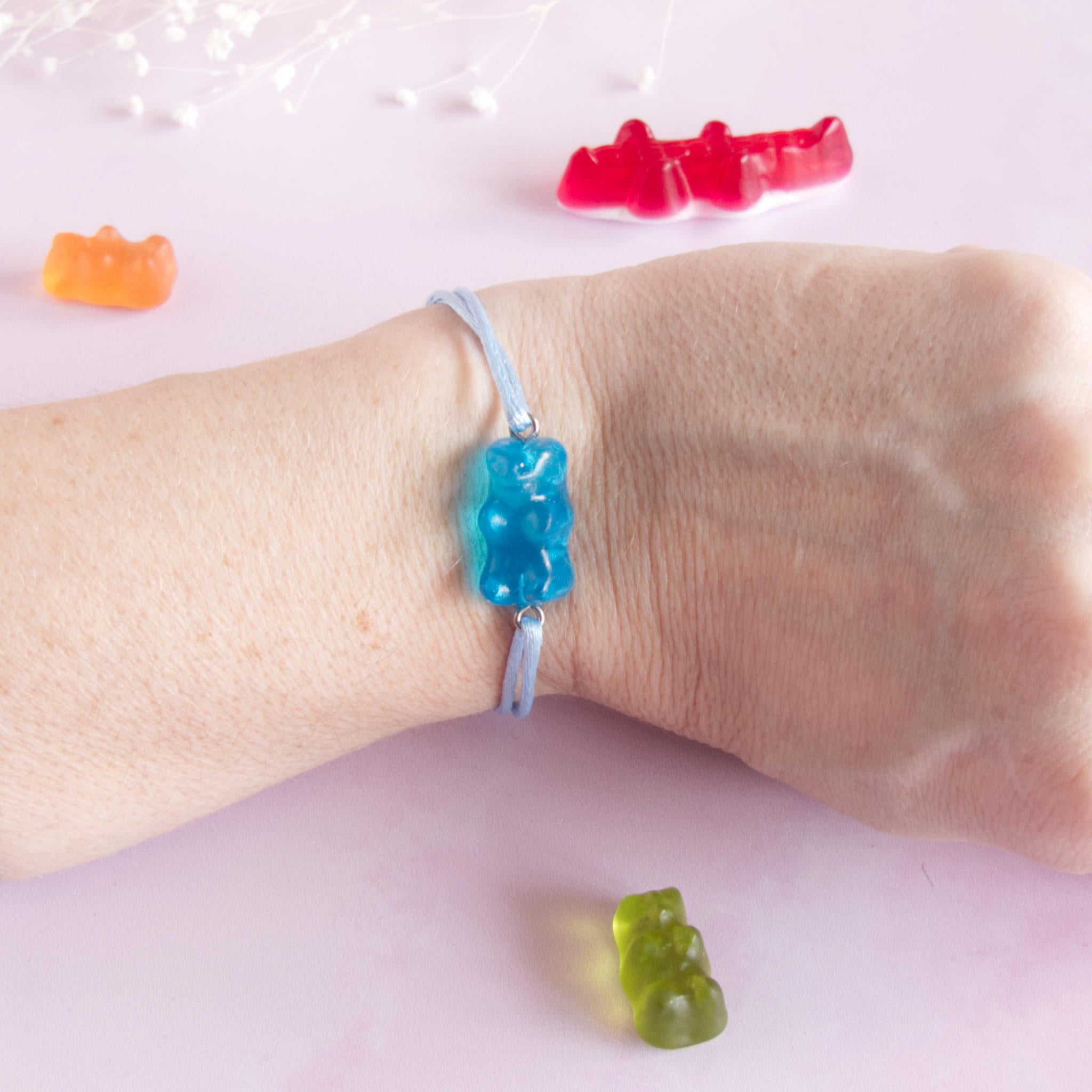 Bracelet bonbon nounours résine