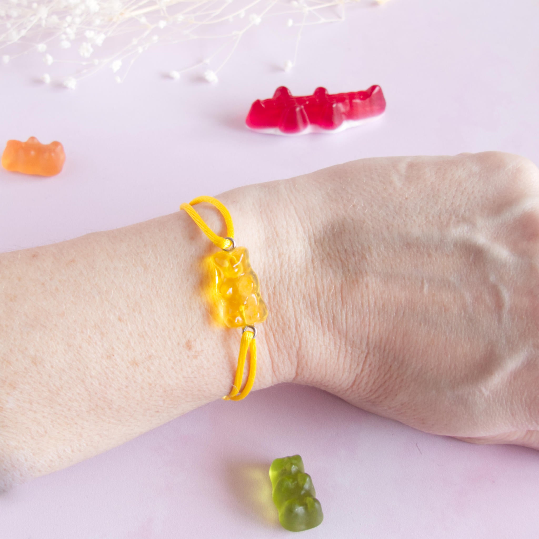 Bracelet bonbon nounours résine