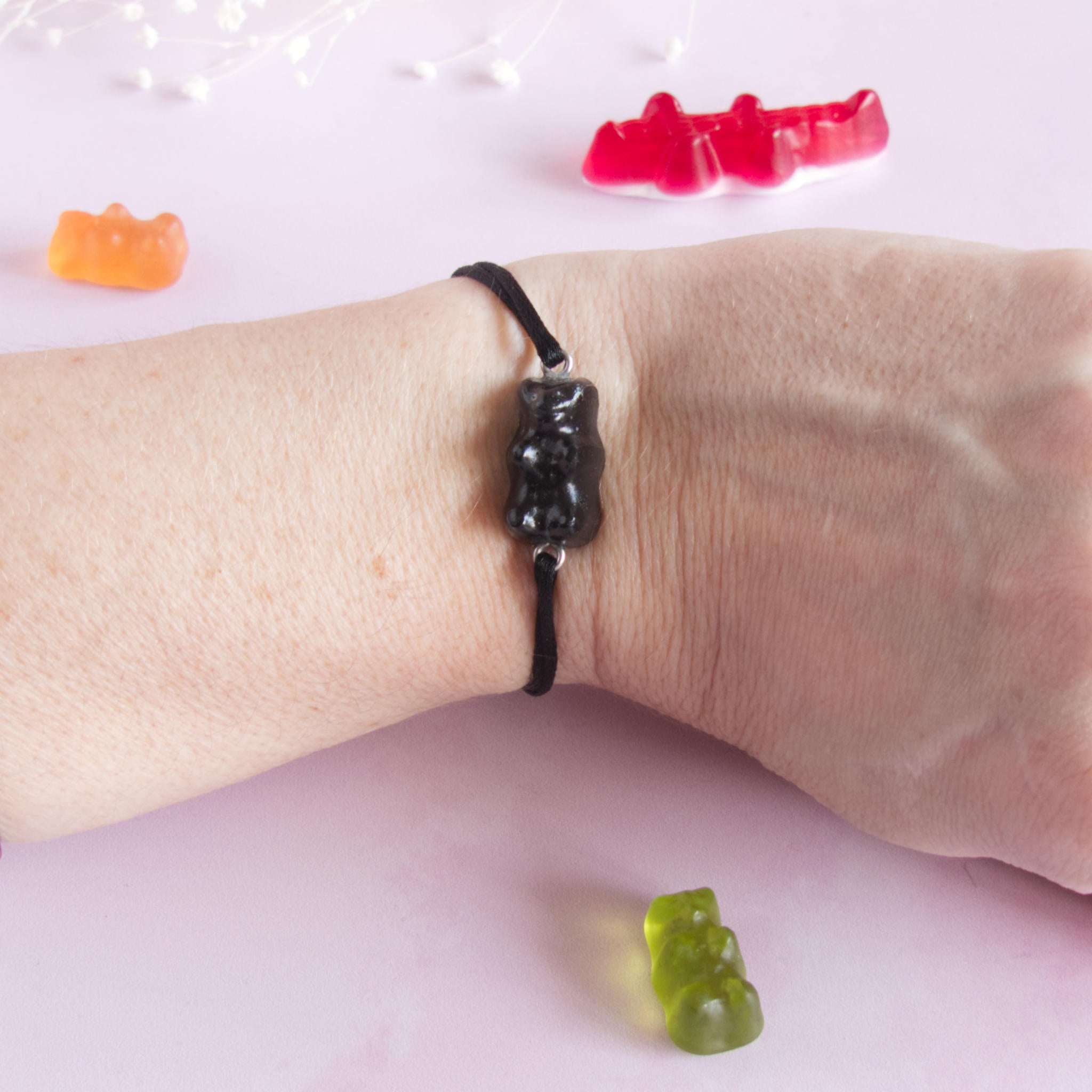 Bracelet bonbon nounours résine