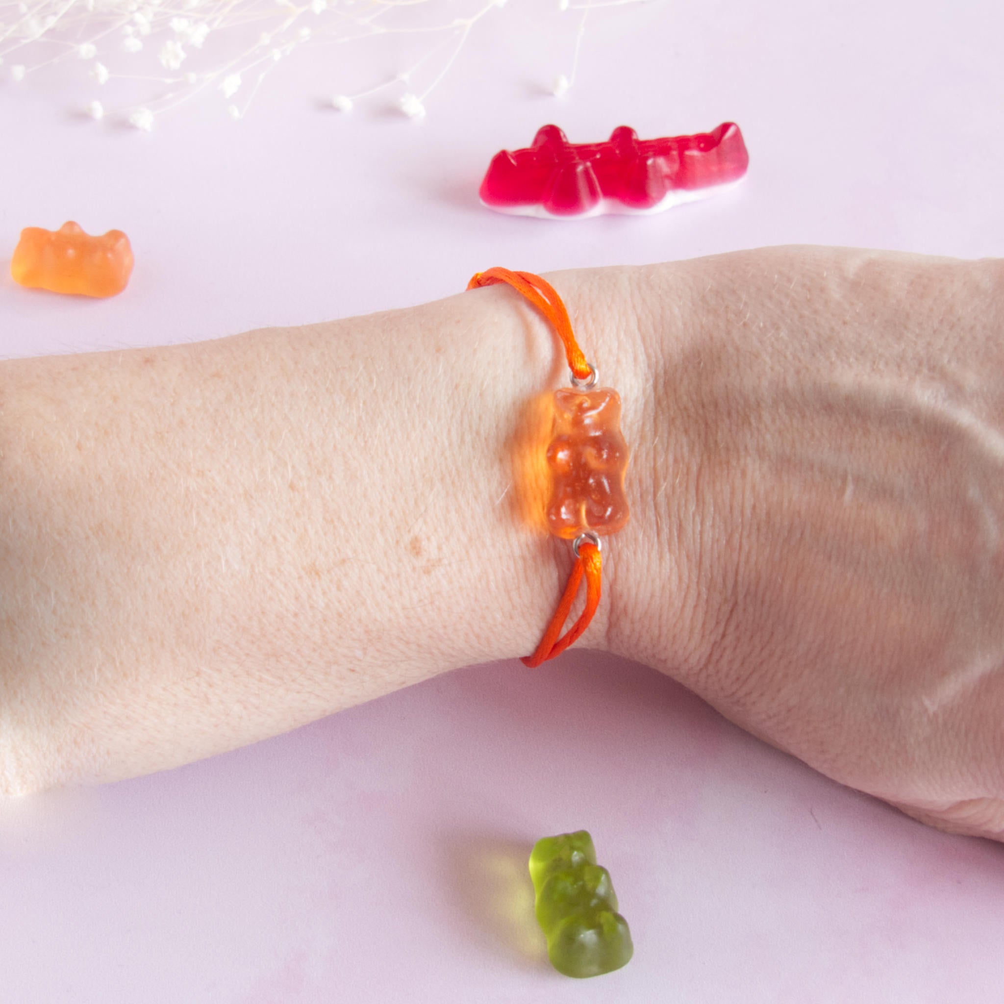 Bracelet bonbon nounours résine