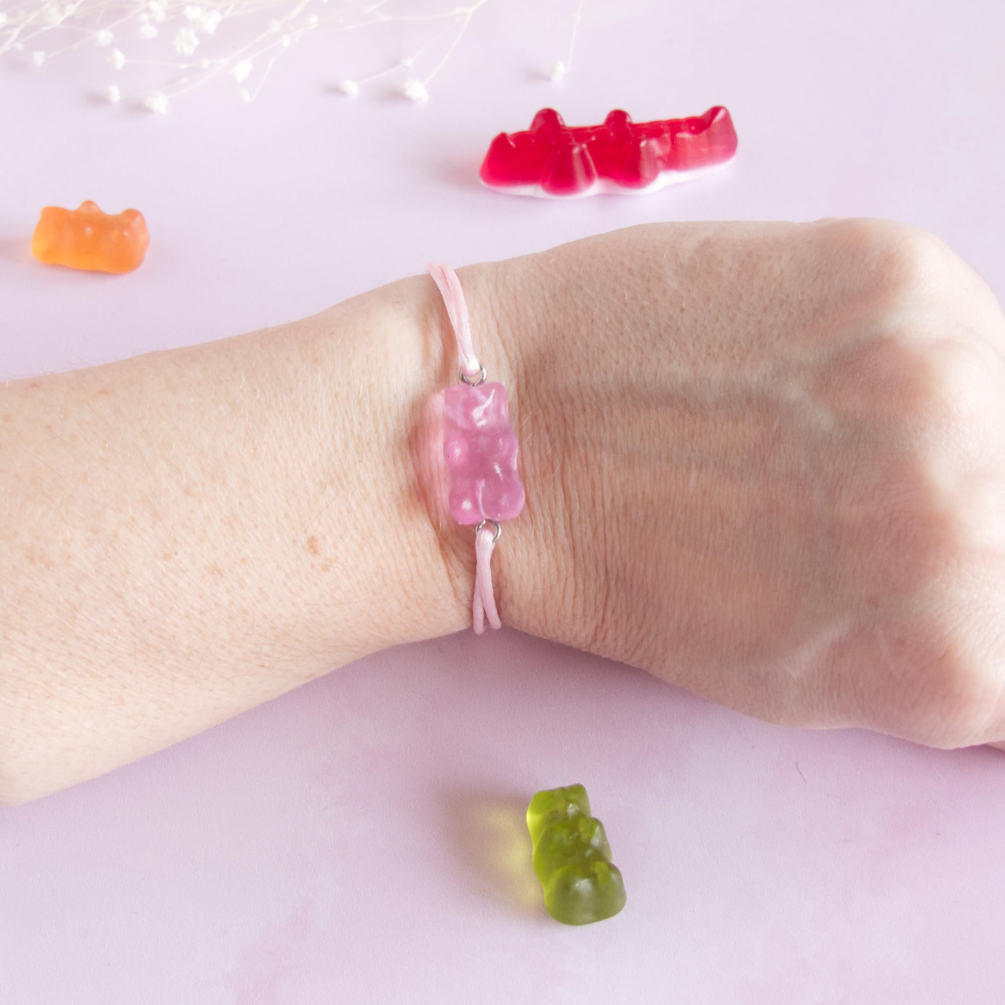 Bracelet bonbon nounours résine