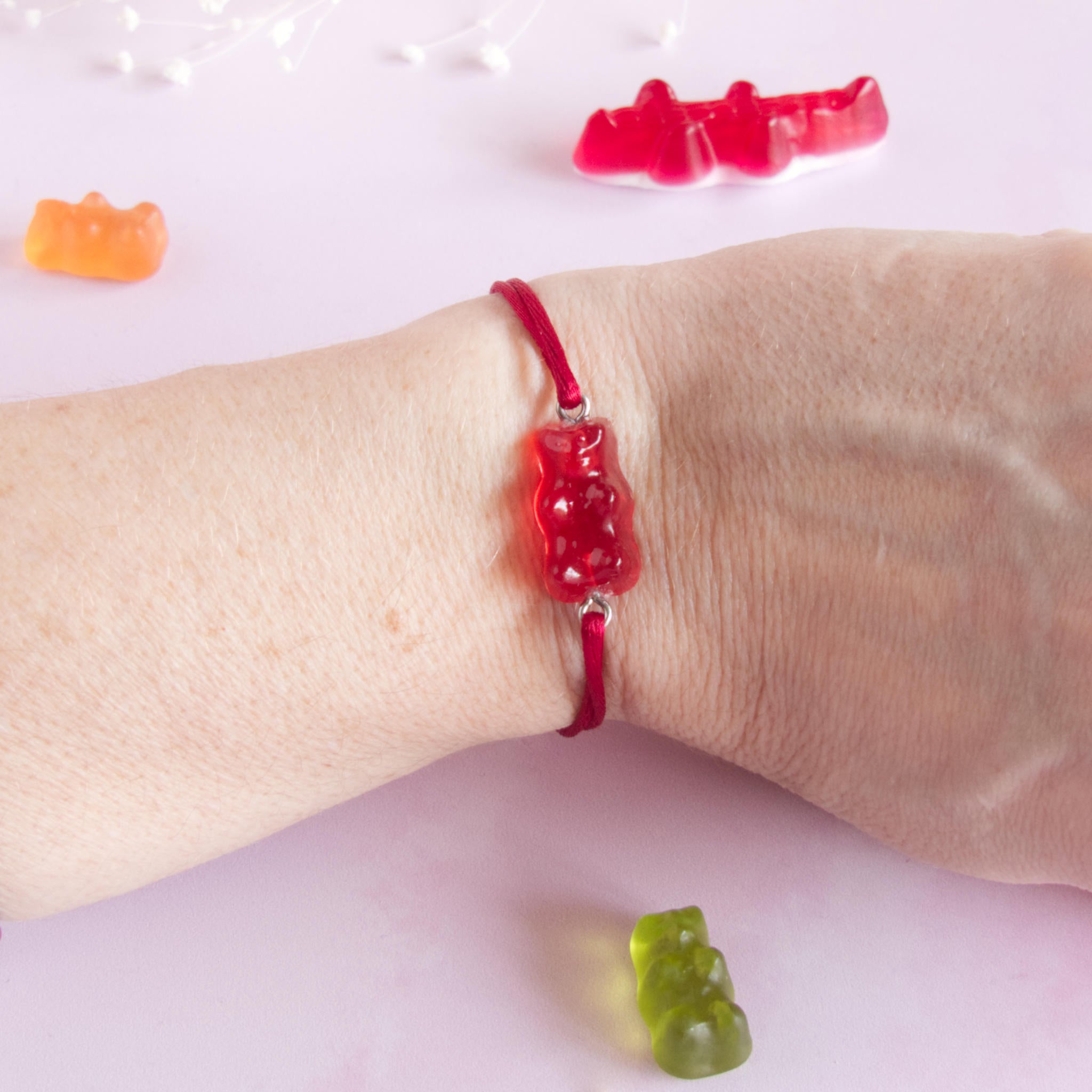 Bracelet bonbon nounours résine