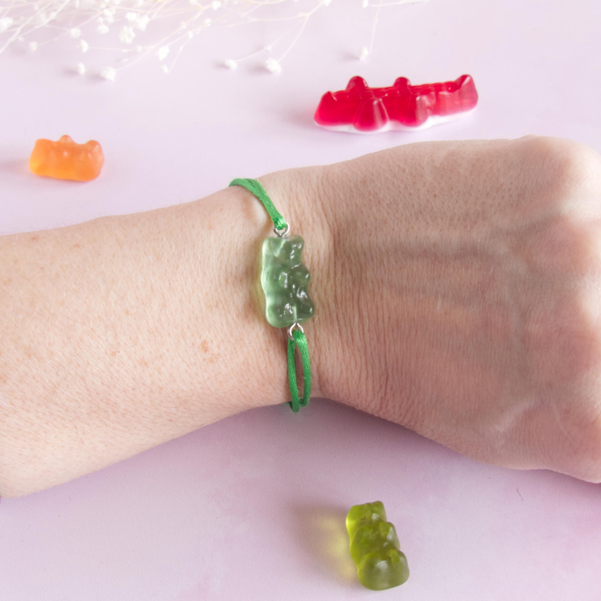Bracelet bonbon nounours résine