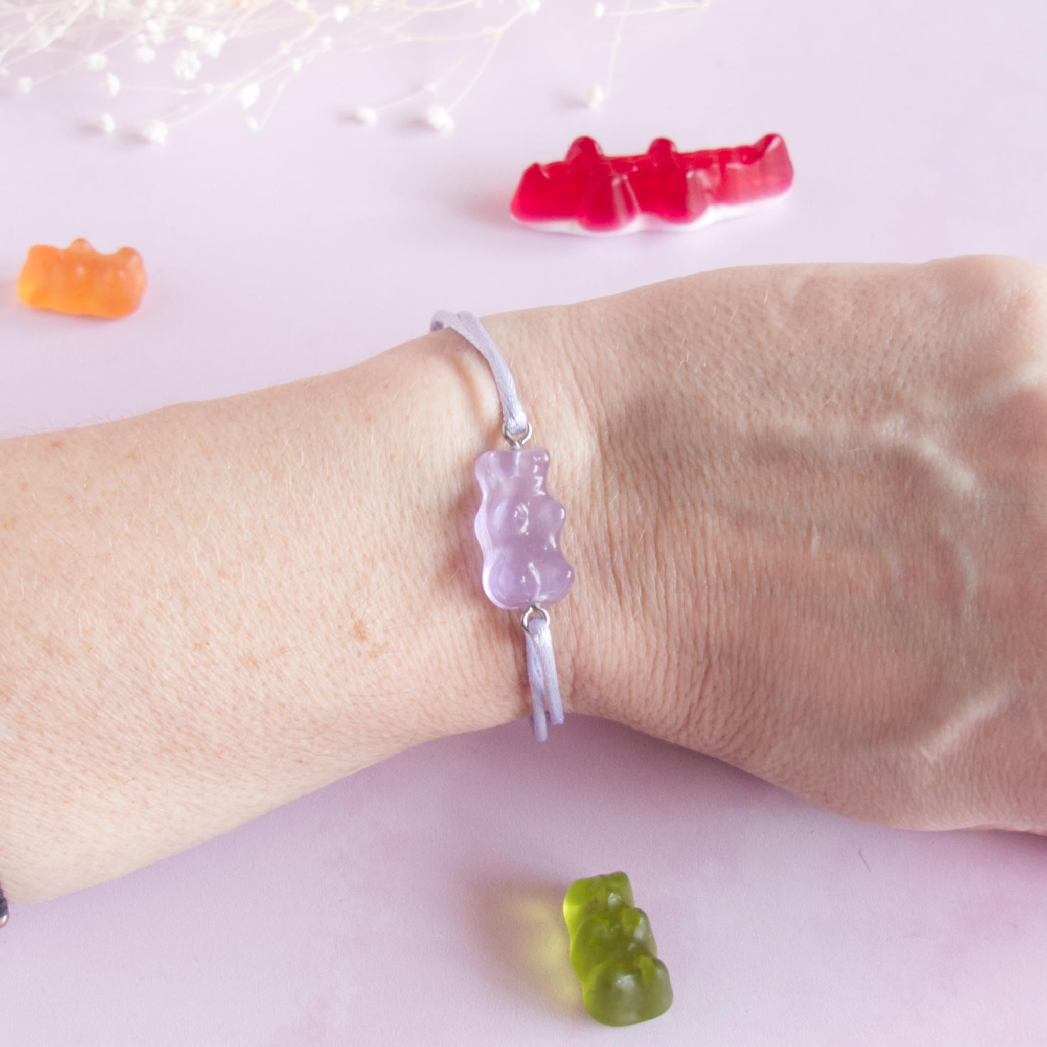 Bracelet bonbon nounours résine