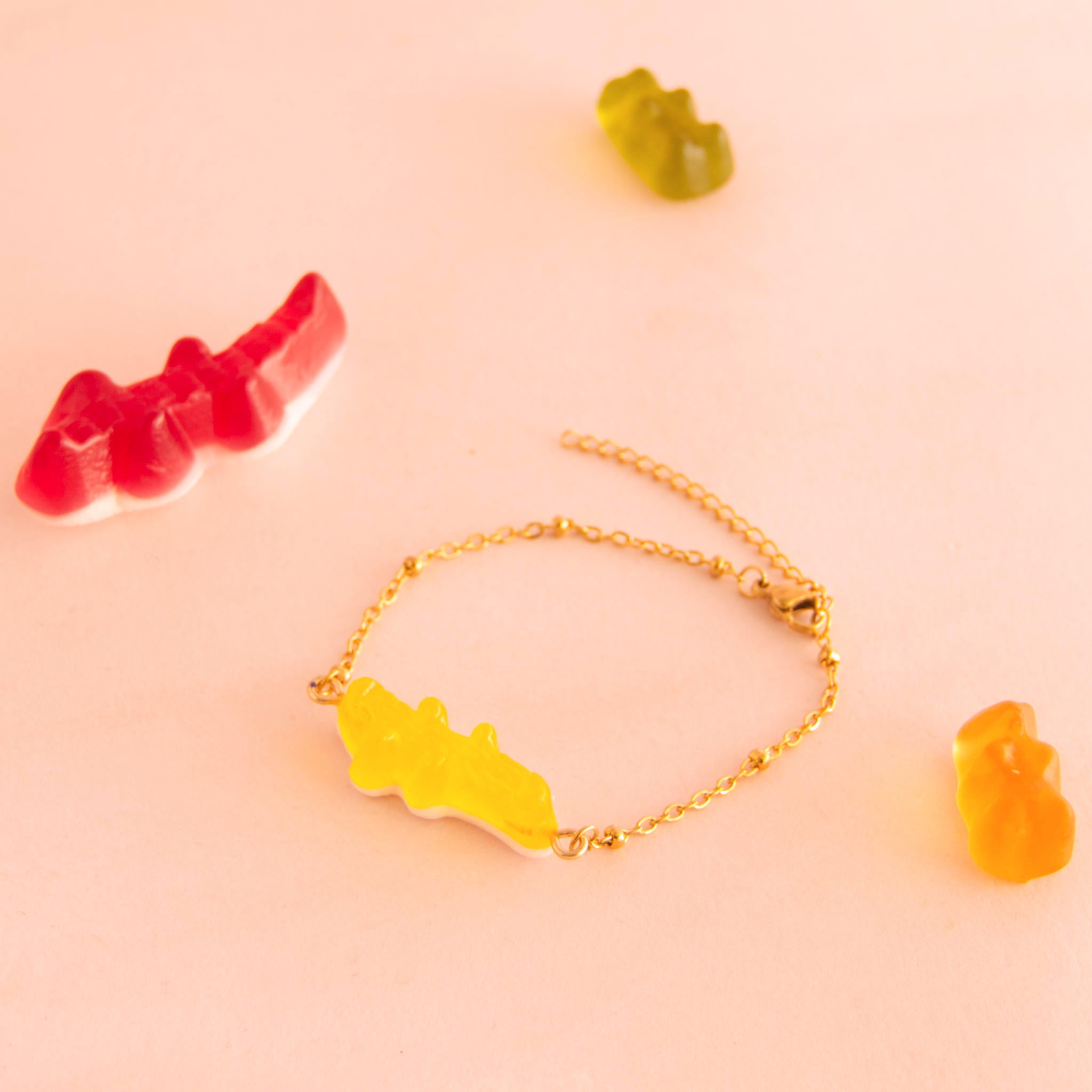 Bracelet bonbon crocodile avec chaîne acier inoxydable