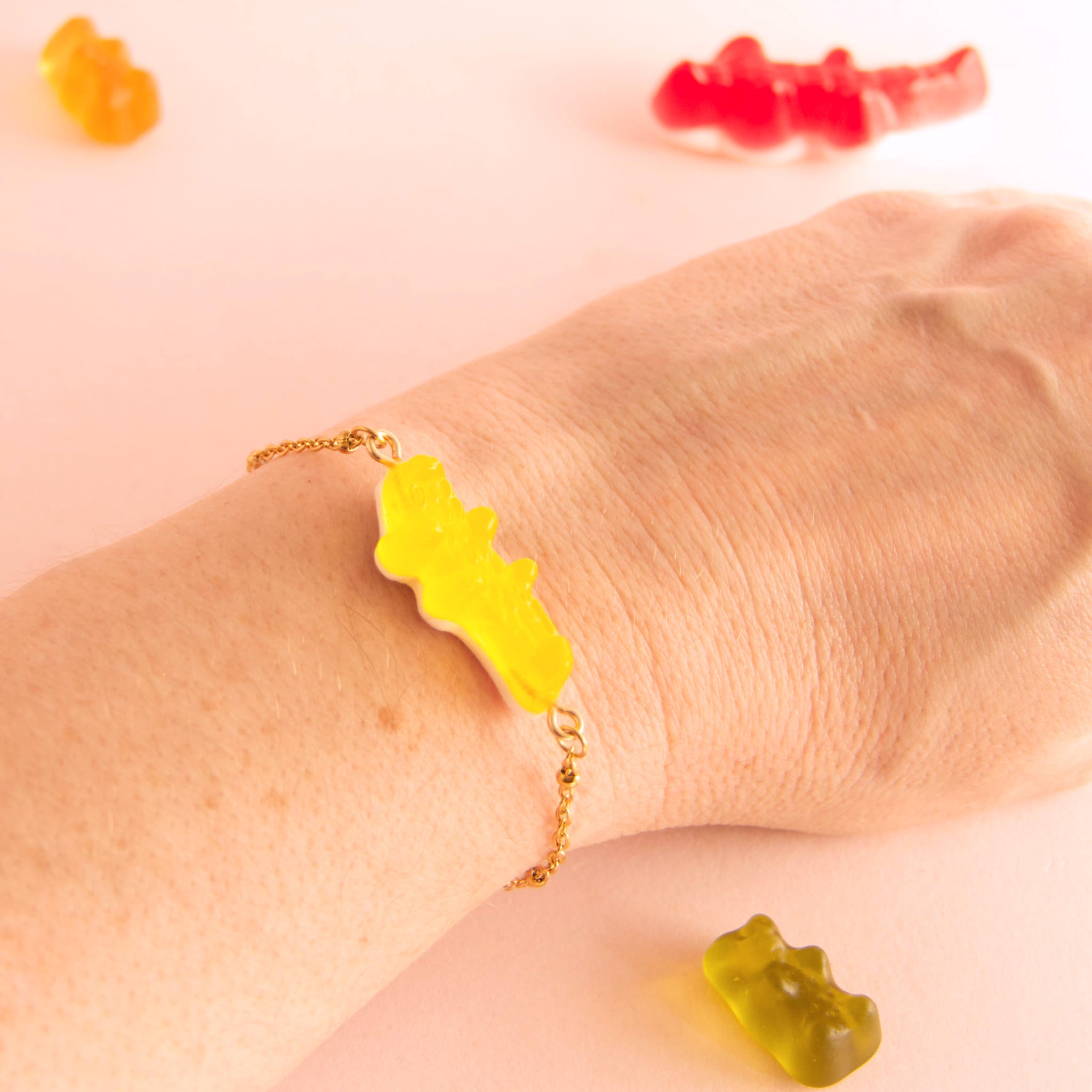 Bracelet bonbon crocodile avec chaîne acier inoxydable