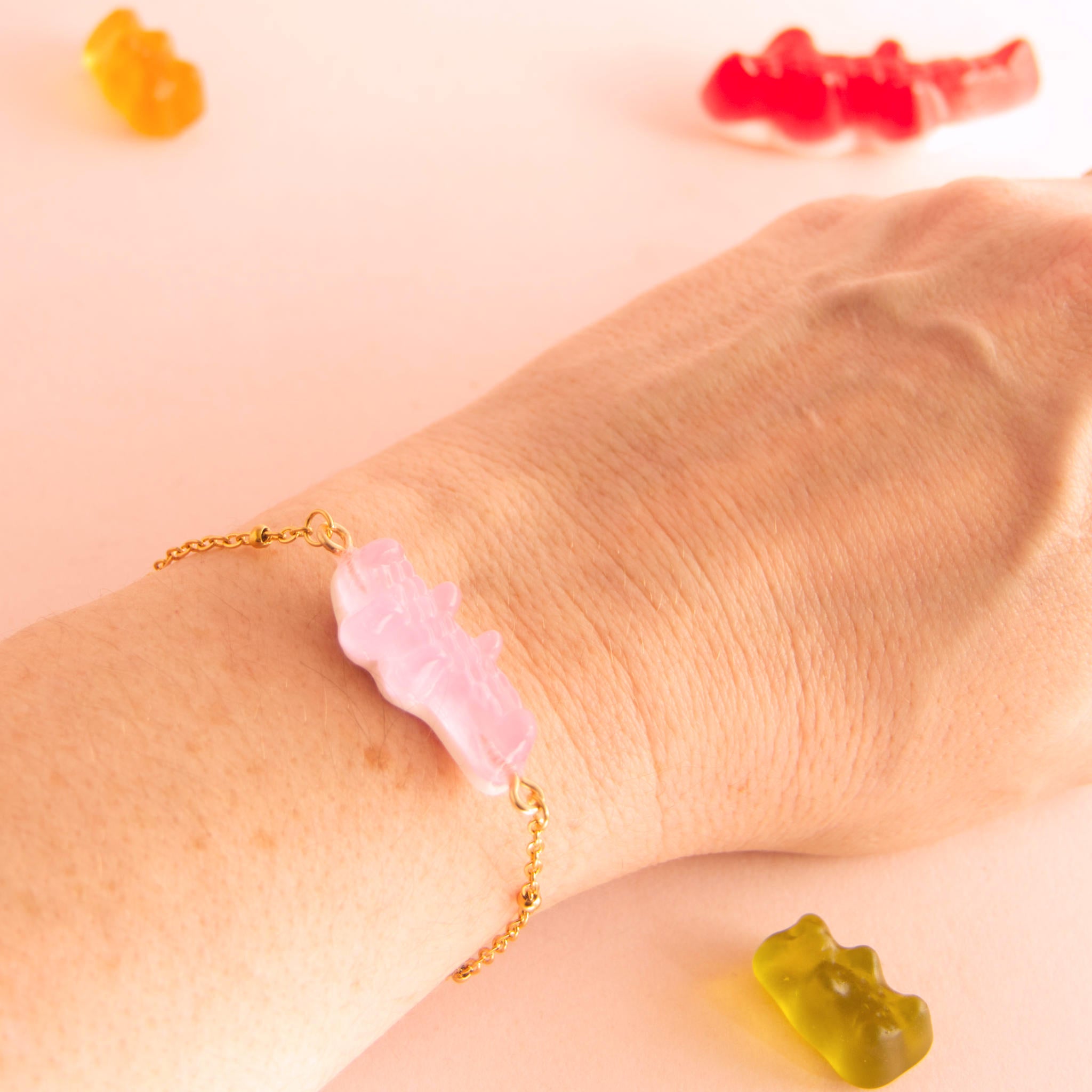 Bracelet bonbon crocodile avec chaîne acier inoxydable