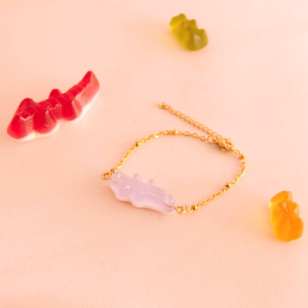 Bracelet bonbon crocodile avec chaîne acier inoxydable