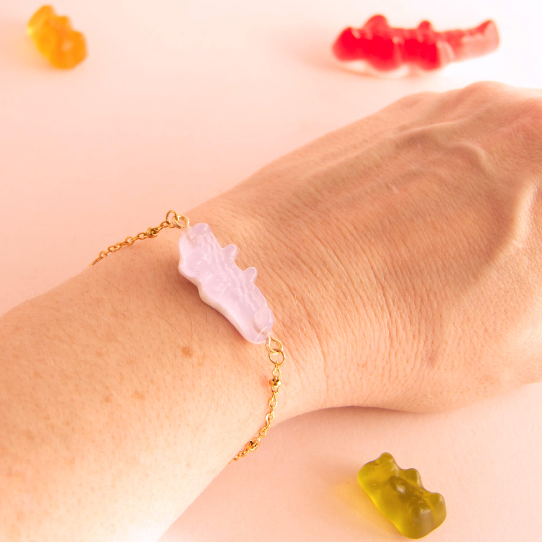 Bracelet bonbon crocodile avec chaîne acier inoxydable