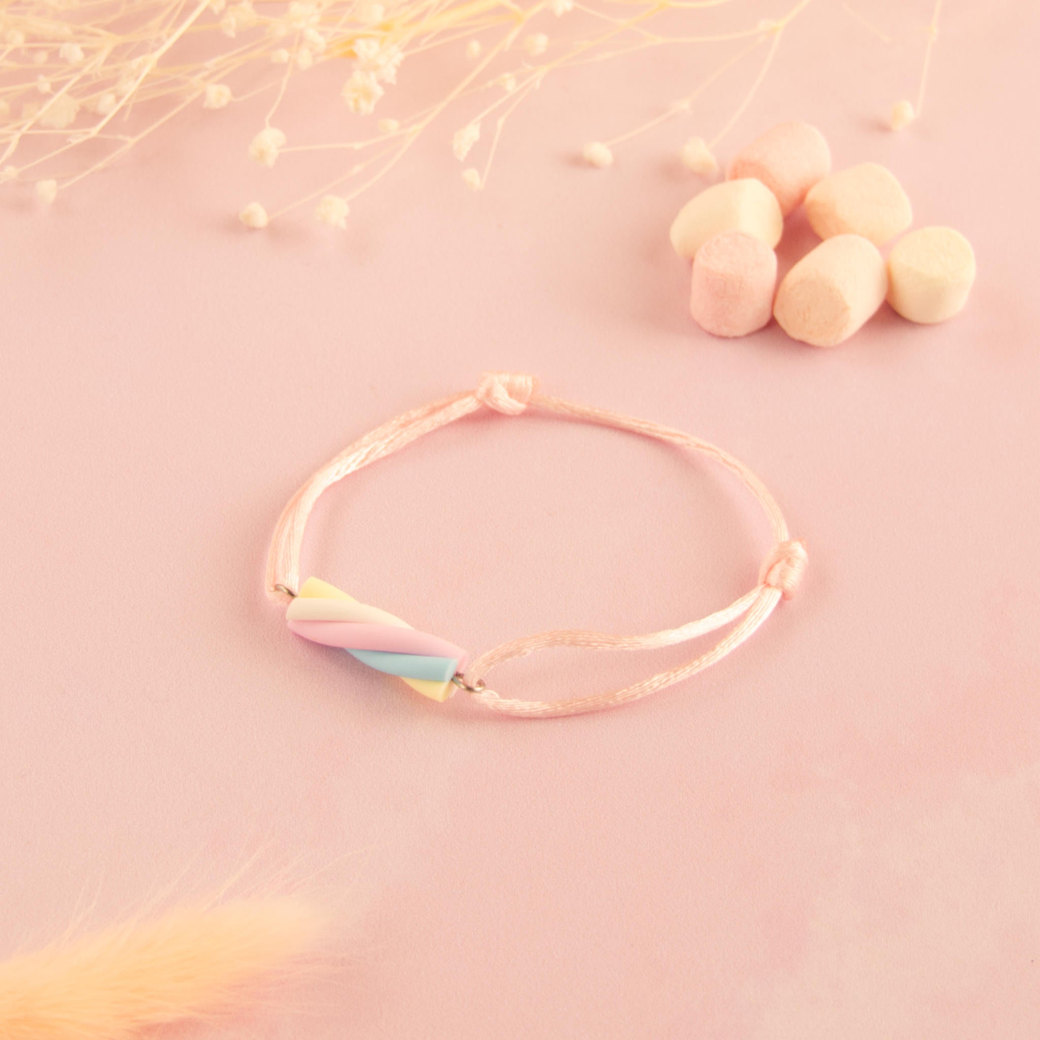bracelet guimauve rose
