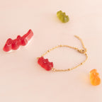 Bracelet bonbon nounours avec chaîne en acier inoxydable