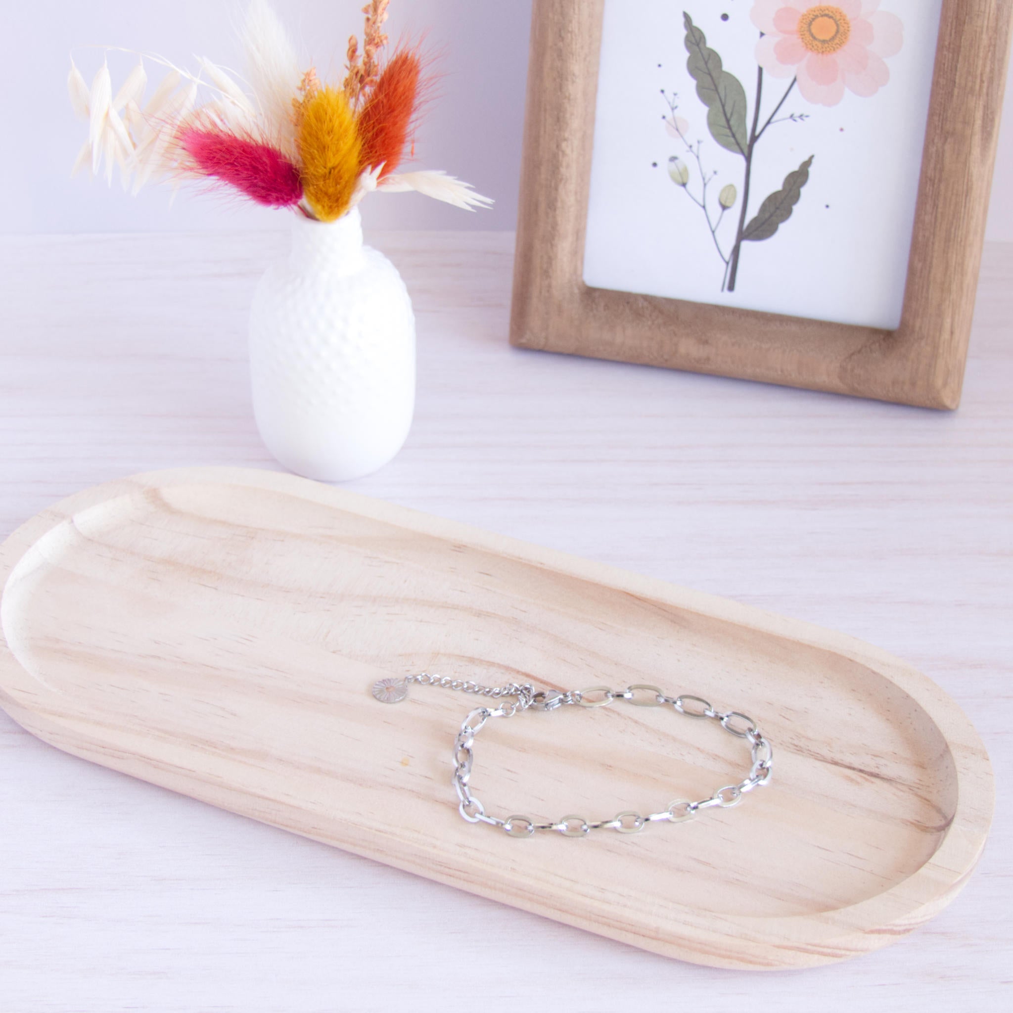 bracelet ovale fin argenté