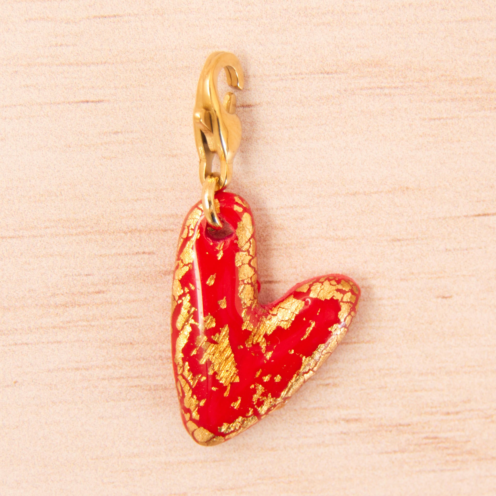 coeur allongé fimo rouge