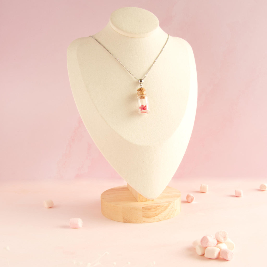 Collier Fiole en verre canne à sucre