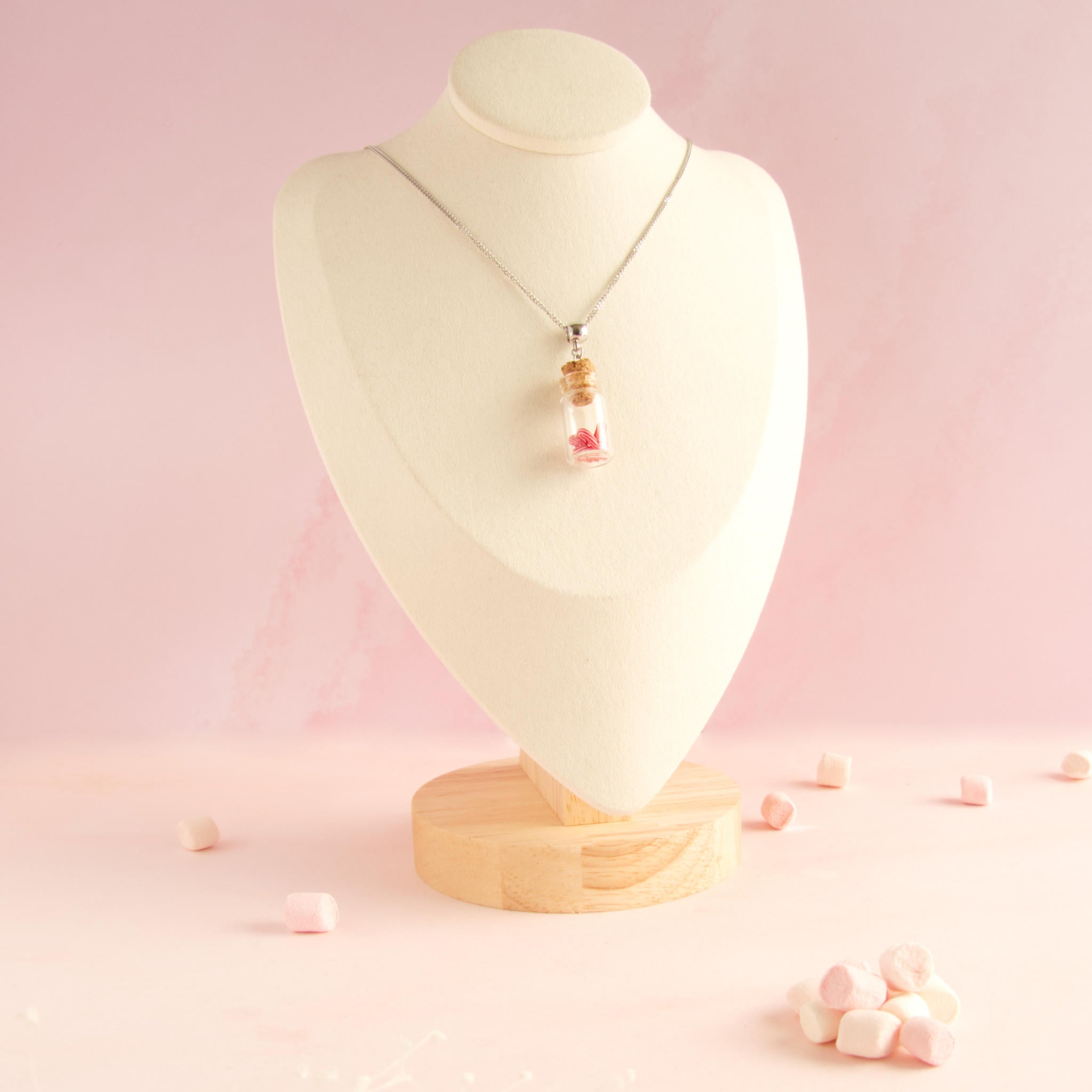 Collier Fiole en verre canne à sucre