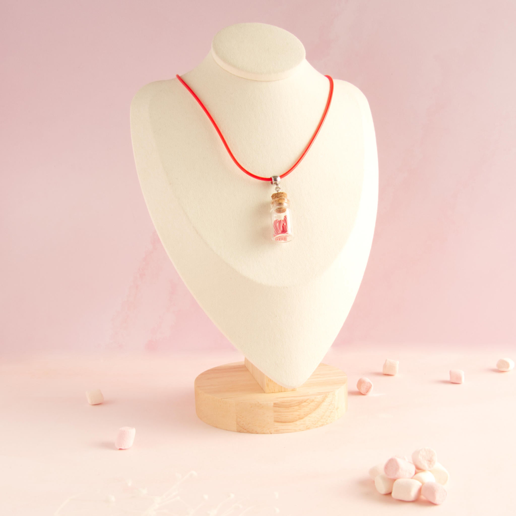 Collier Fiole en verre canne à sucre