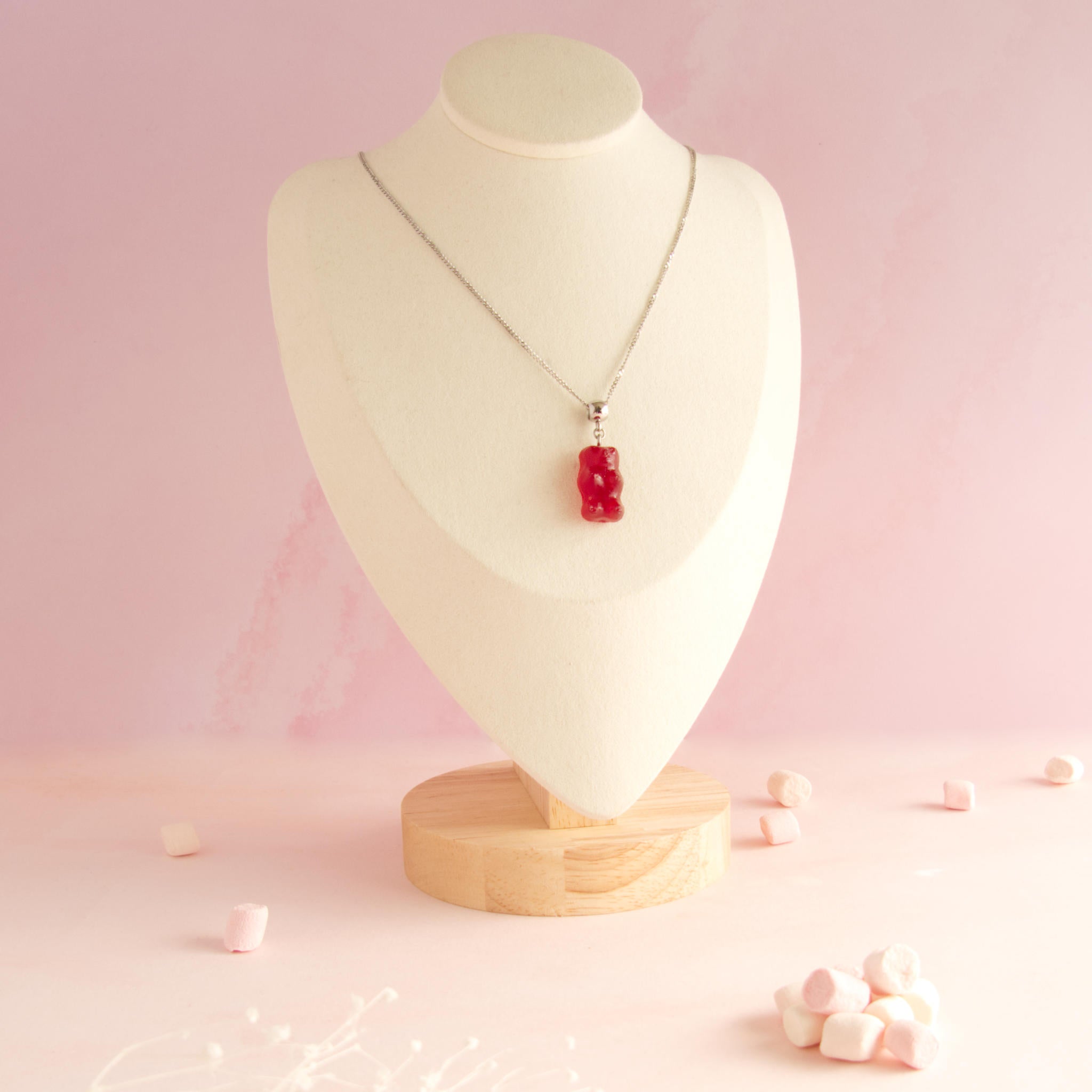 Collier bonbon nounours résine