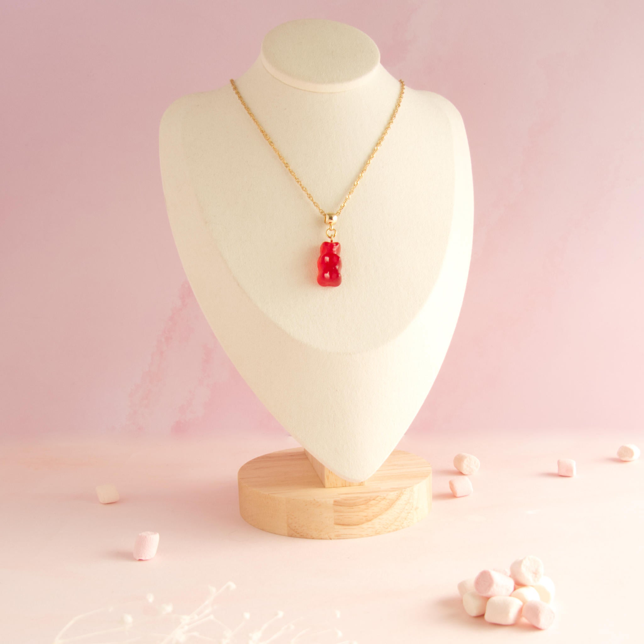 Collier bonbon nounours résine