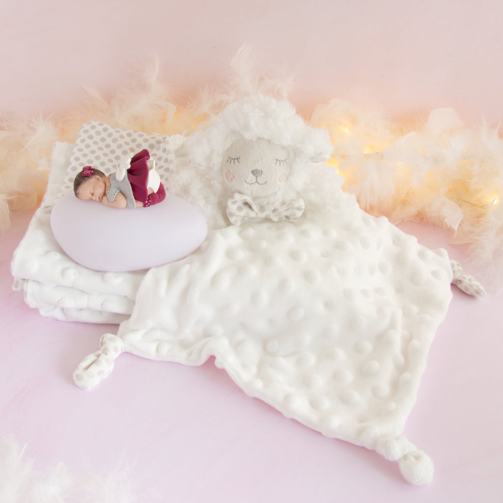 couverture et doudou blanc veilleuse bordeaux