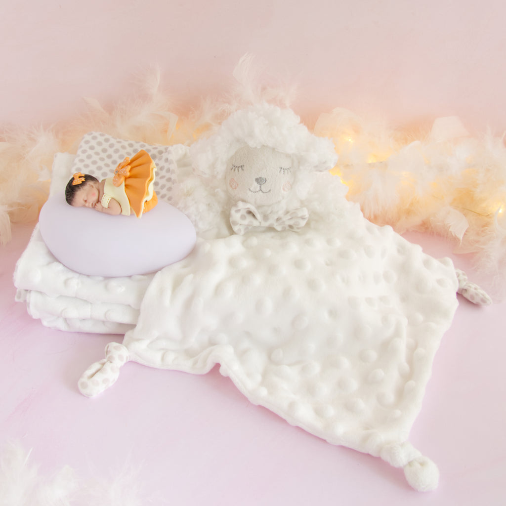 couverture et doudou blanc veilleuse orange