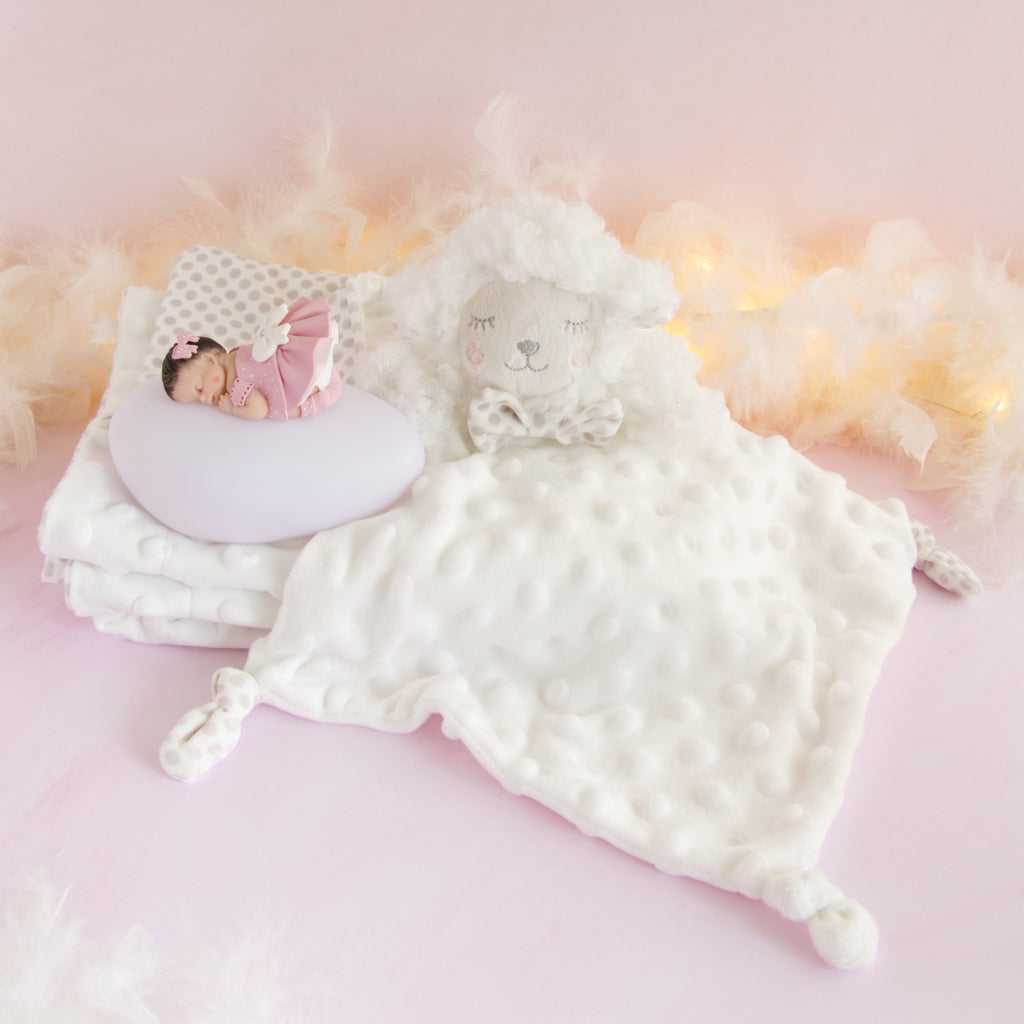 couverture et doudou blanc veilleuse rose