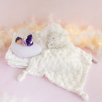 couverture et doudou blanc veilleuse violet