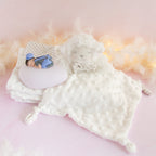 couverture et doudou blanc veilleuse bleu gris